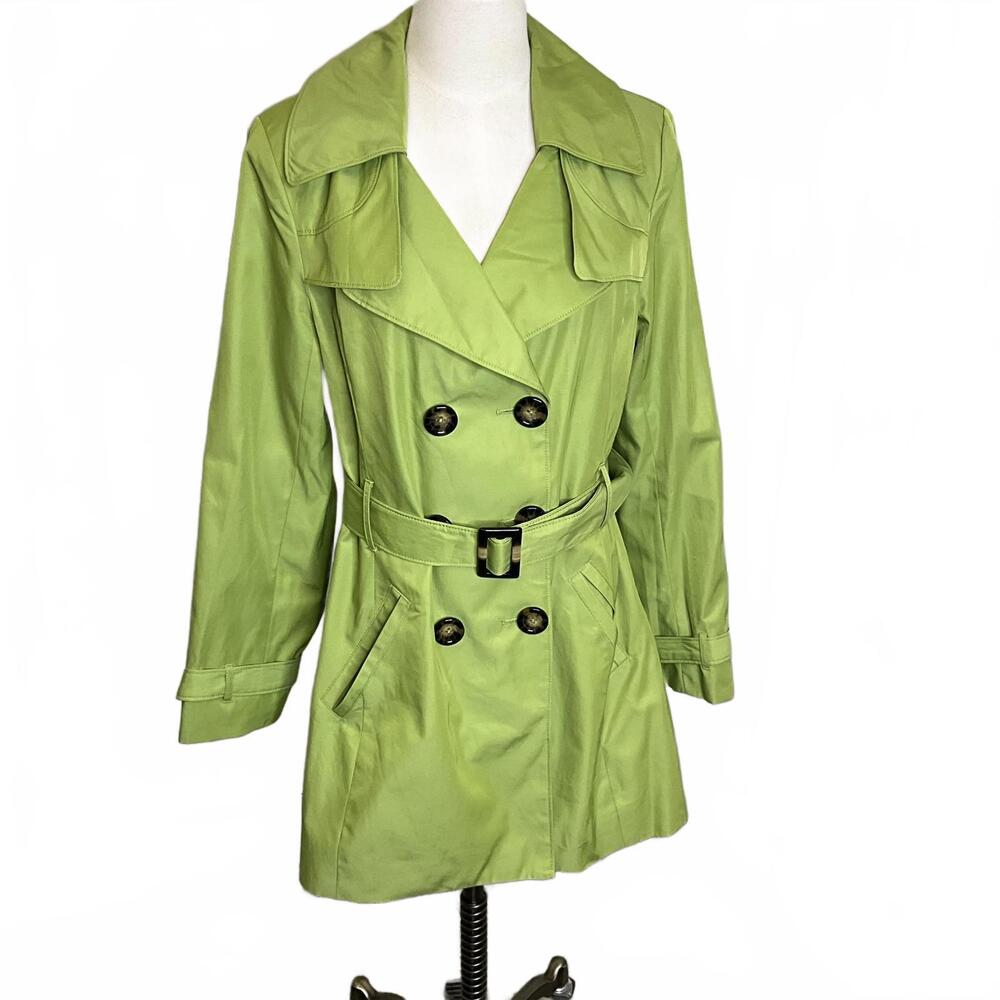 Waterproof Women's Size Medium Green Trench coat Jacket Belted